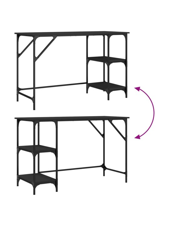 Työpöytä musta 120x50x75 cm metalli ja tekninen puu