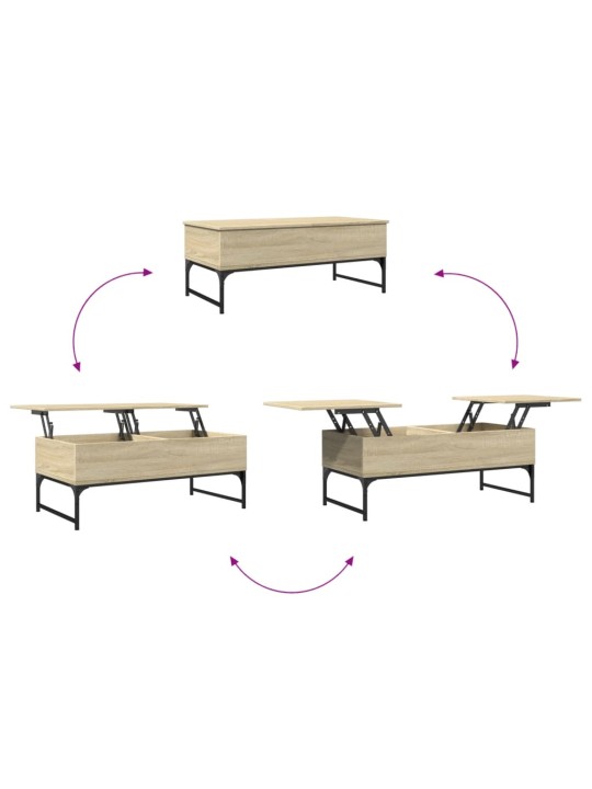 Sohvapöytä Sonoma-tammi 100x50x40 cm tekninen puu ja metalli
