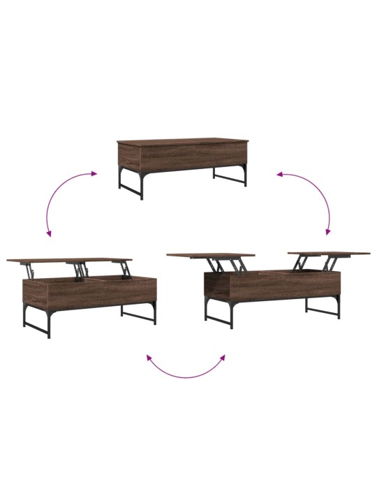Sohvapöytä ruskea tammi 100x50x40 cm tekninen puu ja metalli