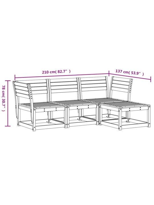 4-osainen Puutarhasohvasarja kyllästetty mänty