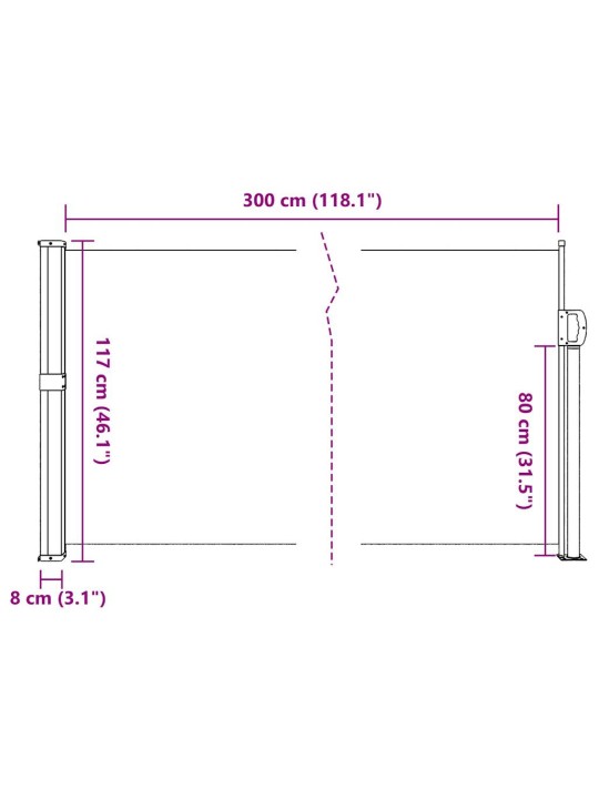 Sisäänvedettävä sivumarkiisi beige 117x300 cm