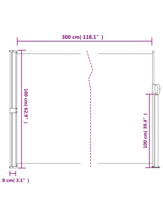 Sisäänvedettävä sivumarkiisi beige 160x300 cm