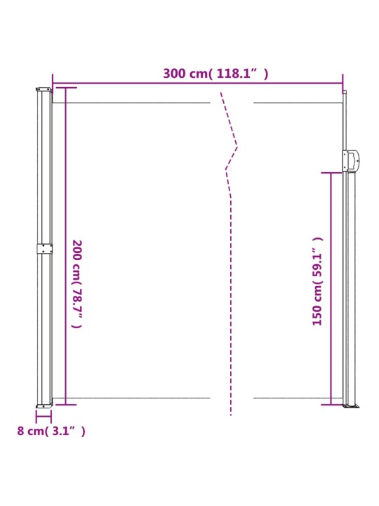 Sisäänvedettävä sivumarkiisi Terrakotta 200x300 cm