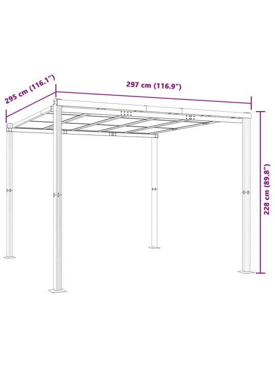 Puutarhakatos rullattavalla antrasiitti 3x3 m alumiini