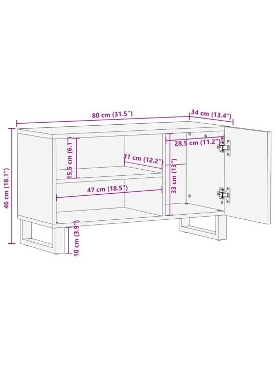 TV-taso 80x34x46 cm täysi akasiapuu