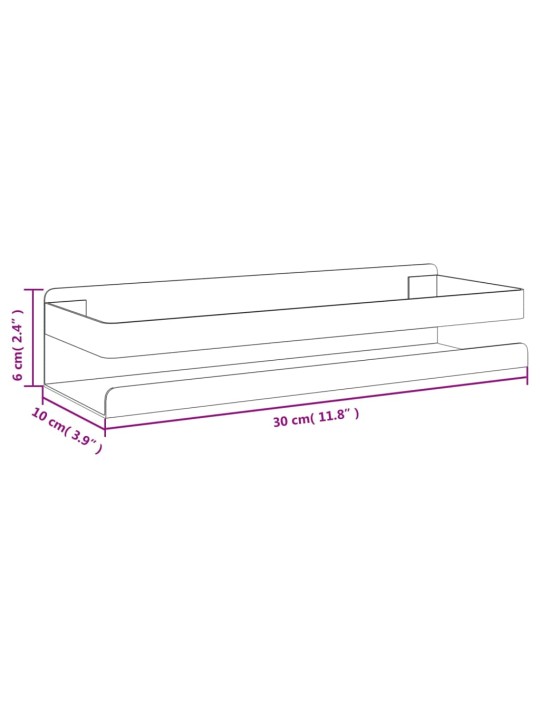 Suihkuhylly mattamusta 30x10x6cm harjattu 304 ruostumaton teräs