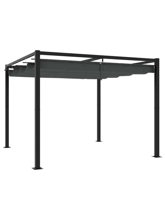 Puutarhahuvimaja sisäänvedettävällä katolla antrasiitti 3x3 m