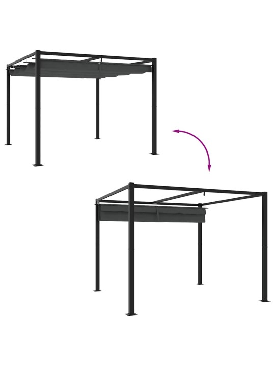 Puutarhahuvimaja sisäänvedettävällä katolla antrasiitti 3x3 m