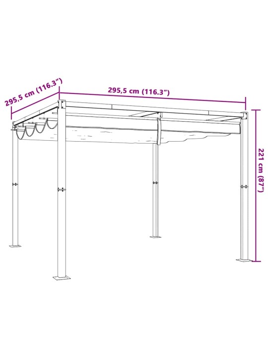 Puutarhahuvimaja sisäänvedettävällä katolla antrasiitti 3x3 m