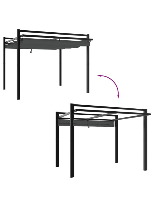 Puutarhakatos rullattavalla katolla antrasiitti 3x3 m alumiini