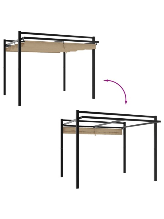 Puutarhakatos rullattavalla katolla Taupe 3x3 m alumiini