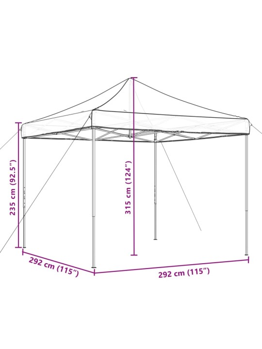 Taitettava pop-up juhlateltta terrakotta 292x292x315 cm