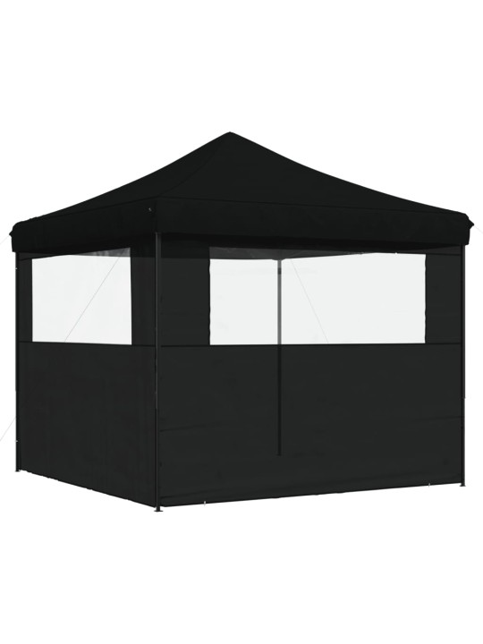 Taitettava pop-up juhlateltta 2 sivuseinällä musta