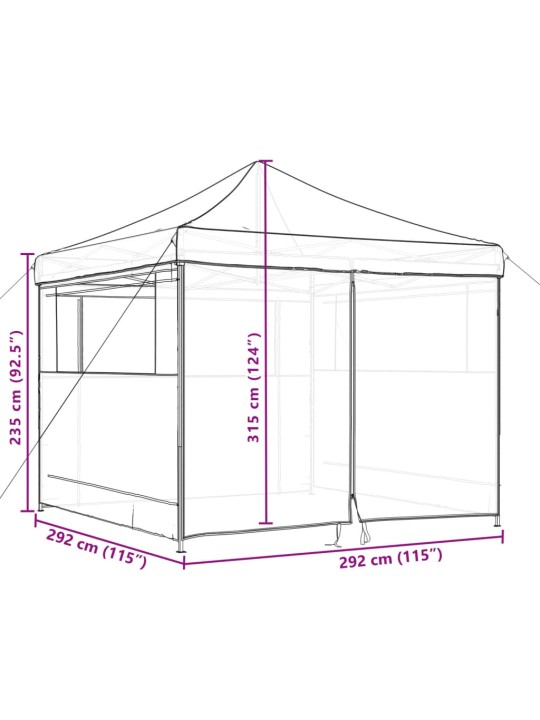 Taitettava pop-up juhlateltta 4 sivuseinällä oranssi