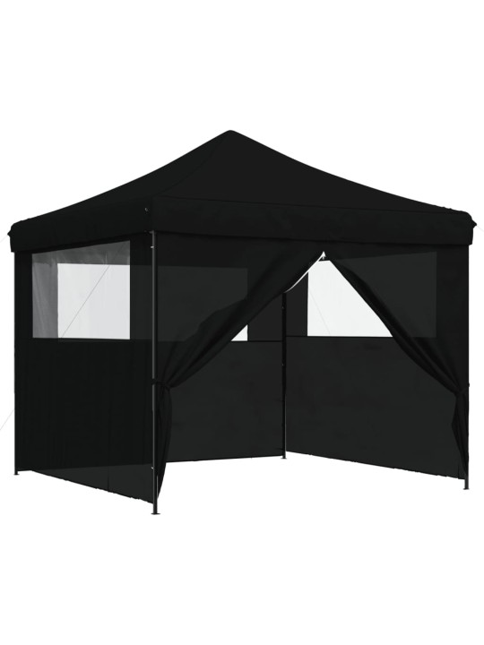 Taitettava pop-up juhlateltta 4 sivuseinällä musta