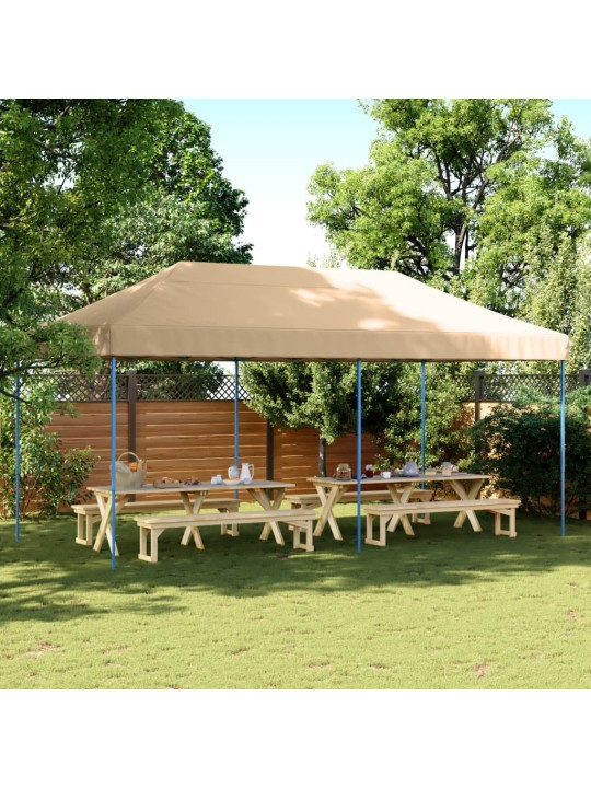 Taitettava pop-up juhlateltta beige 580x292x315 cm