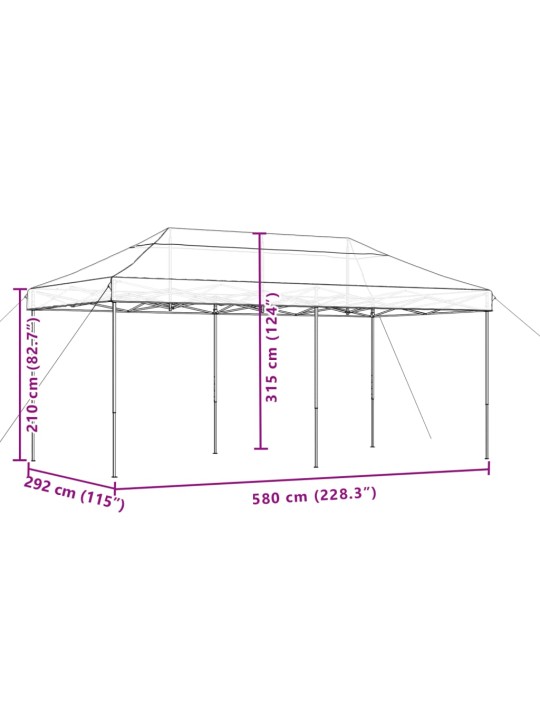 Taitettava pop-up juhlateltta vihreä 580x292x315 cm