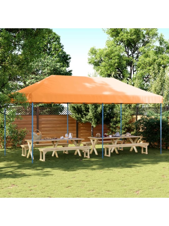 Taitettava pop-up juhlateltta oranssi 580x292x315 cm