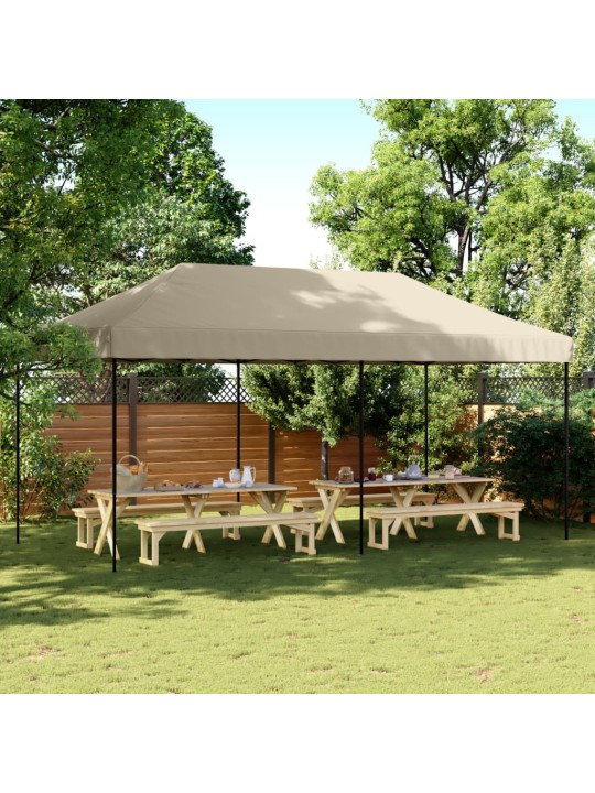 Taitettava pop-up juhlateltta taupe 580x292x315 cm