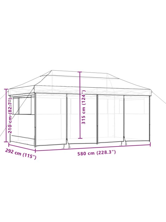 Taitettava pop-up juhlateltta 4 sivuseinällä terrakotta