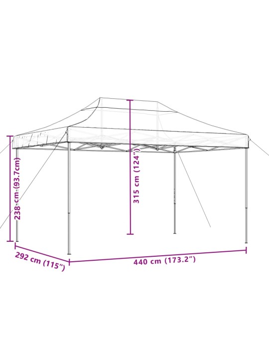 Taitettava pop-up juhlateltta oranssi 440x292x315 cm