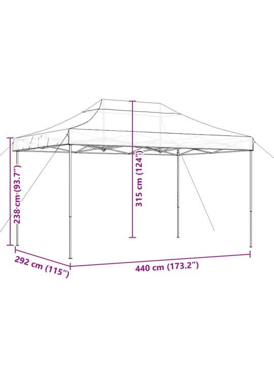 Taitettava pop-up juhlateltta taupe 440x292x315 cm