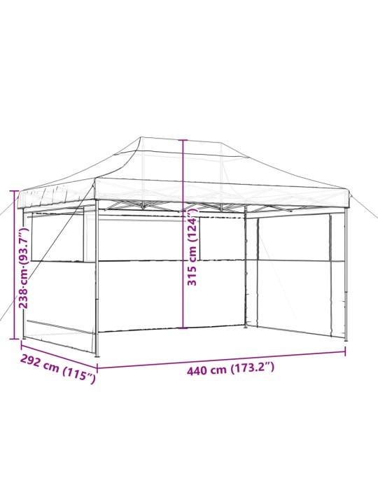 Taitettava pop-up juhlateltta 3 sivuseinällä terrakotta