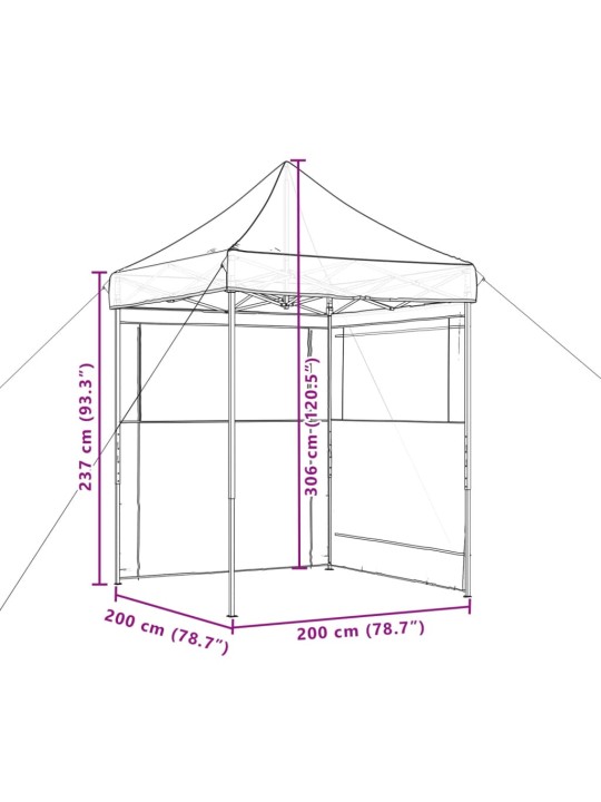 Taitettava pop-up juhlateltta 2 sivuseinällä ruskea