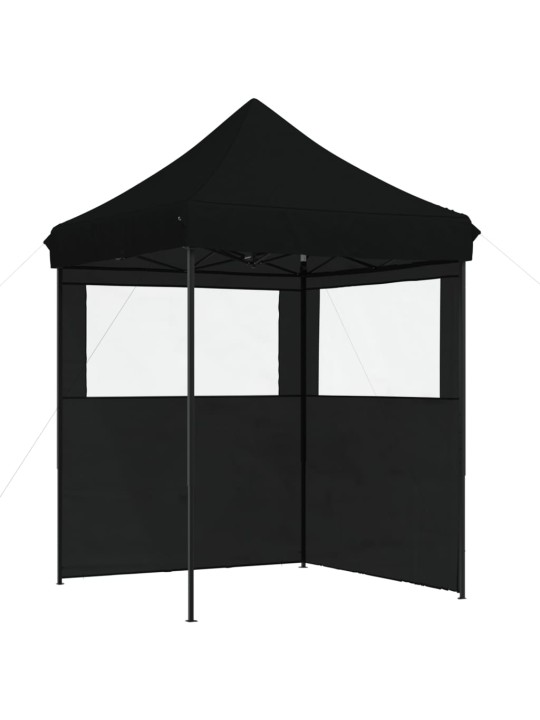 Taitettava pop-up juhlateltta 2 sivuseinällä musta