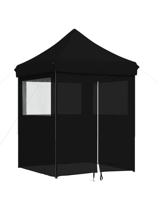 Taitettava pop-up juhlateltta 4 sivuseinällä musta