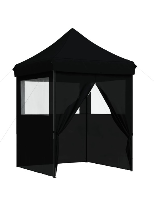 Taitettava pop-up juhlateltta 4 sivuseinällä musta