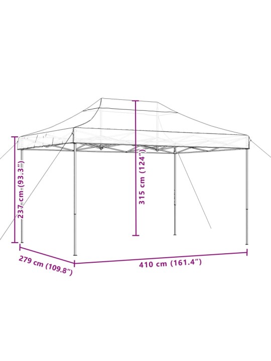 Taitettava pop-up juhlateltta vihreä 410x279x315 cm