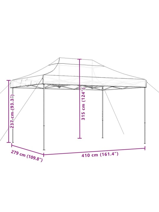 Taitettava pop-up juhlateltta oranssi 410x279x315 cm