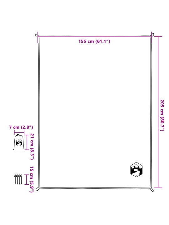 Piknikhuopa maatapeilla sininen 205x155 cm