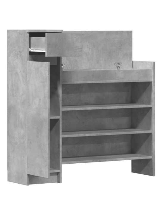 Kenkäkaappi betoninharmaa 100,5x28x100 cm tekninen puu