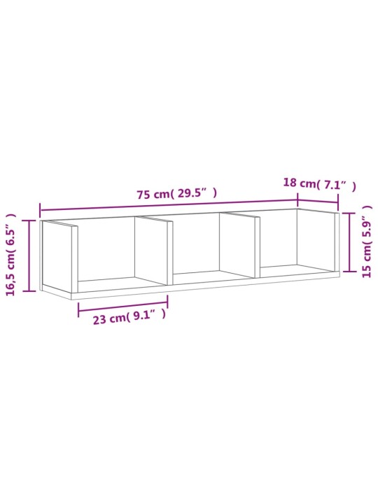 Seinäkaappi musta 75x18x16,5cm tekninen puu