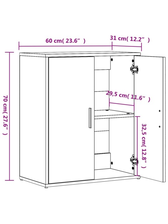 Senkki ruskea tammi 60x31x70 cm tekninen puu