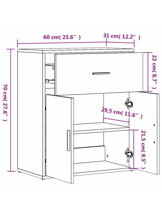 Senkki musta 60x31x70 cm tekninen puu