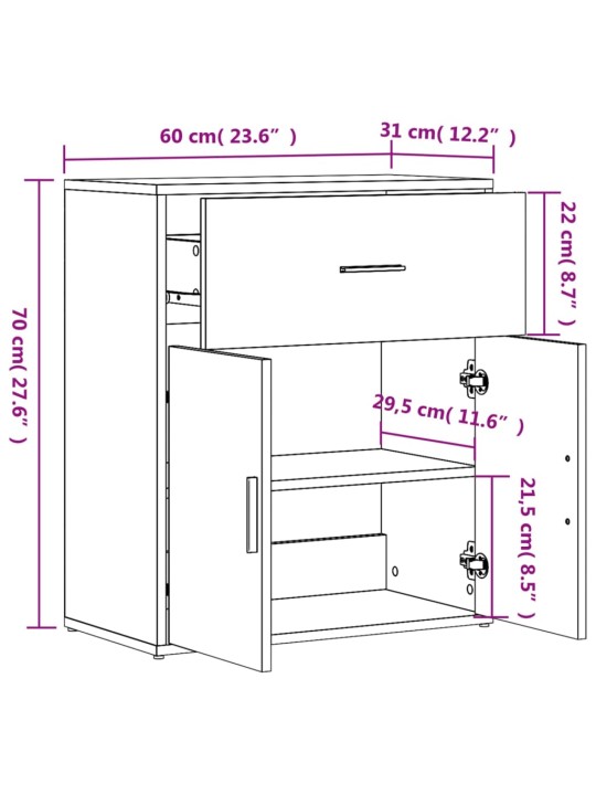 Senkki ruskea tammi 60x31x70 cm tekninen puu