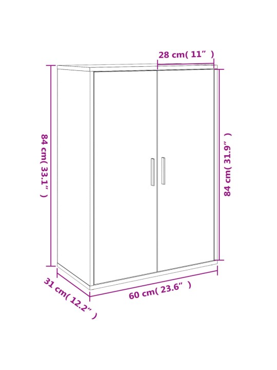 Senkki ruskea tammi 60x31x84 cm tekninen puu