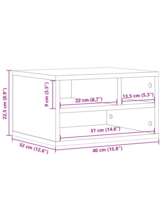 Tulostinteline musta 40x32x22,5 cm tekninen puu