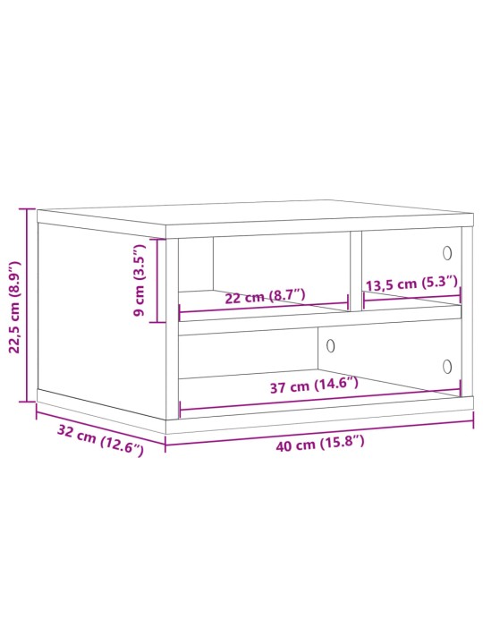 Tulostinteline harmaa Sonoma 40x32x22,5 cm tekninen puu