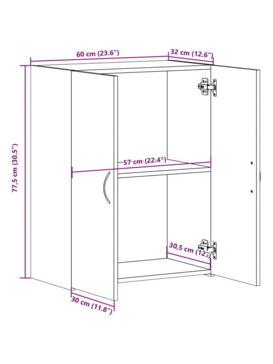 Arkistokaappi betoninharmaa 60x32x77,5 cm tekninen puu