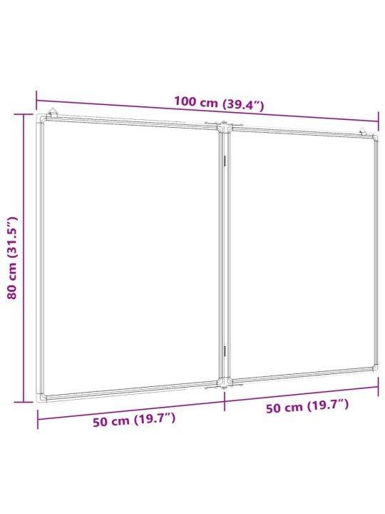 Magneettinen taitettava tussitaulu 100x80x1,7 cm cm alumiini