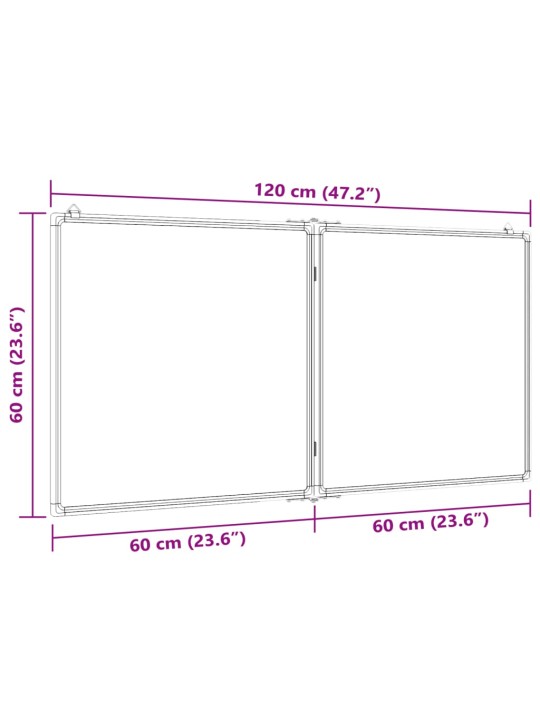 Magneettinen taitettava tussitaulu 120x60x1,7 cm cm alumiini