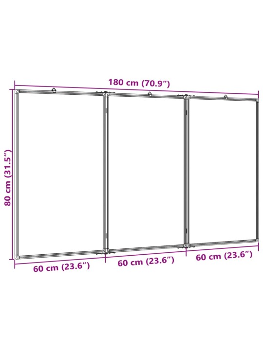 Magneettinen taitettava tussitaulu 180x80x1,7 cm cm alumiini