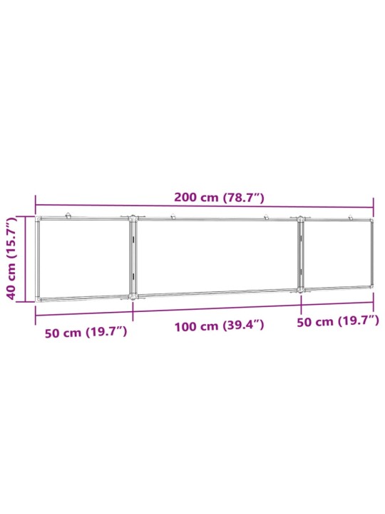 Magneettinen taitettava tussitaulu 200x40x1,7 cm cm alumiini