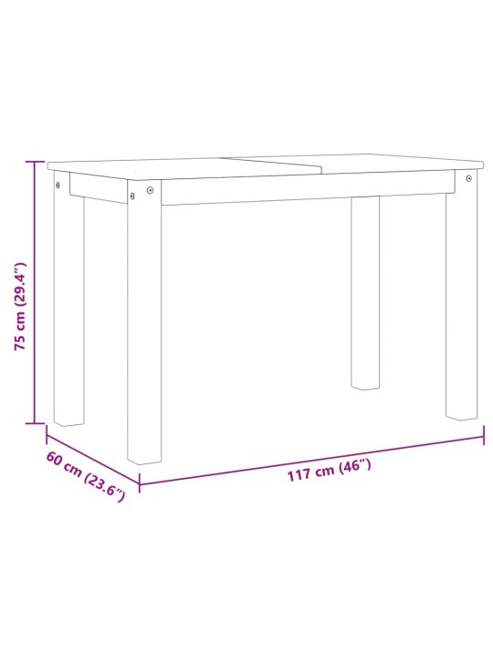 Ruokapöytä Panama 117x60x75 cm täysi mänty