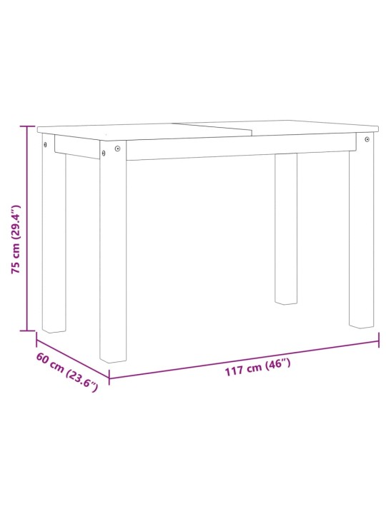 Ruokapöytä Panama valkoinen 117x60x75 cm täysi mänty
