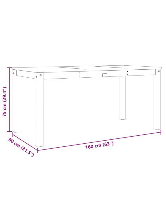 Ruokapöytä Panama 160x80x75 cm täysi mänty